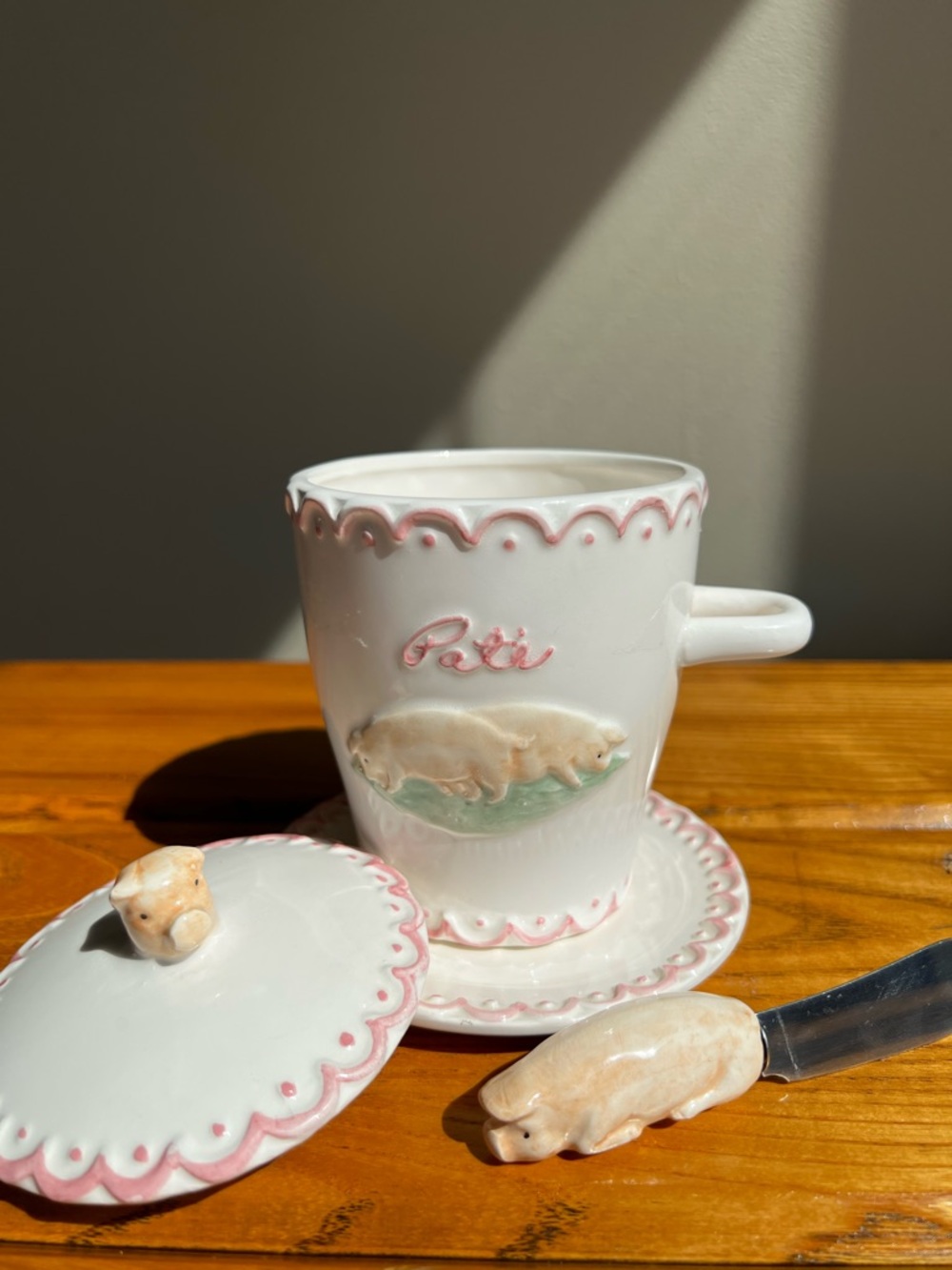 Rare Vintage Sigma the Tastesetter Pig Pate Jam/Jelly/Butter Dish with Knife/Lid - Picture 3 of 8